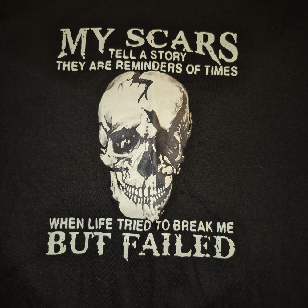 SHEIN Black Short Sleeve Tee with White Skull Graphic and Text